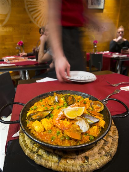 Paella served in a tapas bar