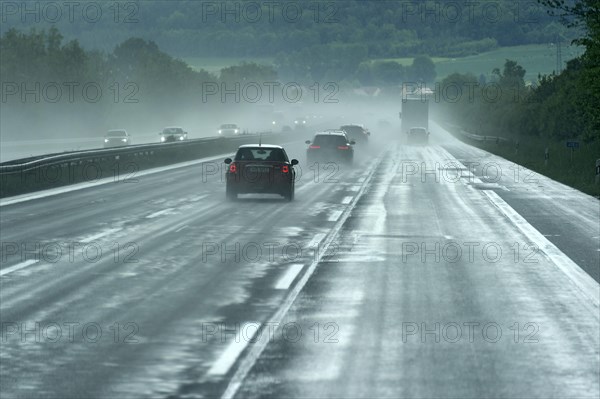 Traffic during heavy rain with poor visibility