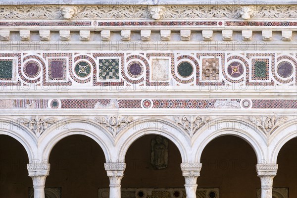 Cosmatesque ornaments and marble frieze