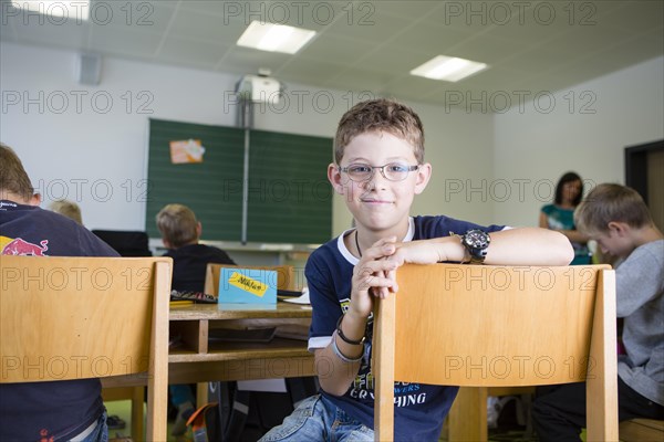 Boy in an elementary school class