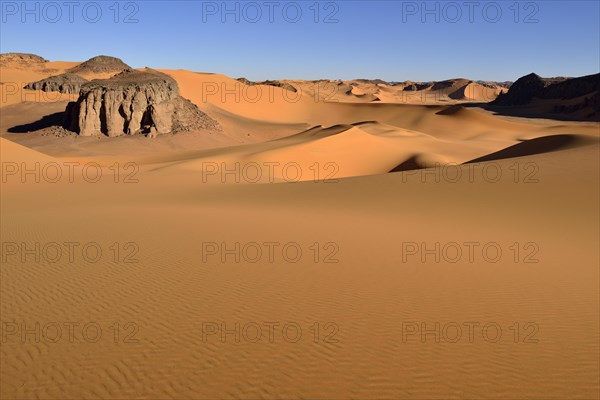 View over the sand dunes and rocks of Moul Naga