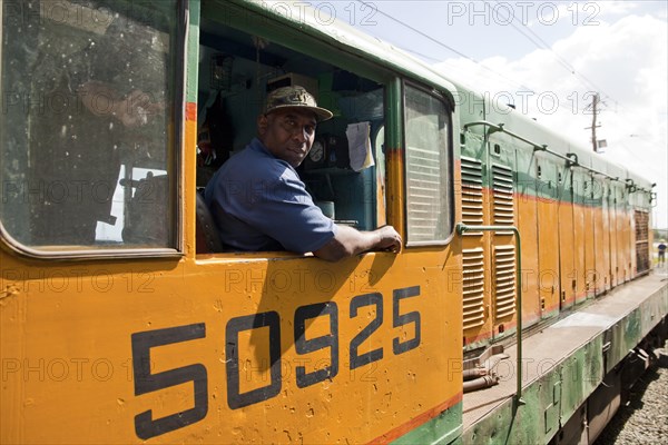Engine driver in a train of the Hershey Railway