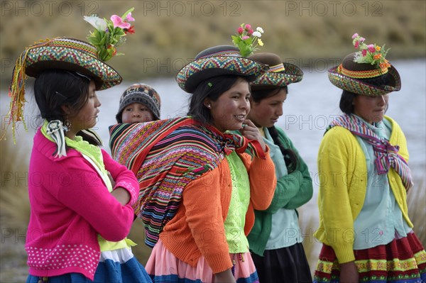Young women in colorful