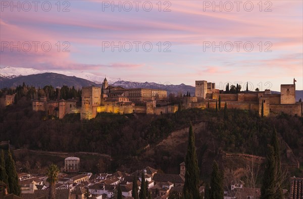 Alhambra palace at dusk