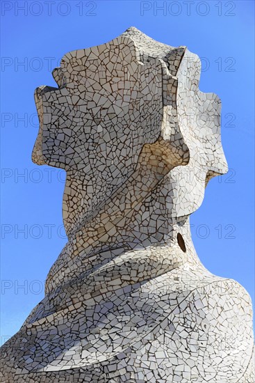 Sculptural ventilation shaft on the roof of Casa Mila or La Pedrera by Antoni Gaudi