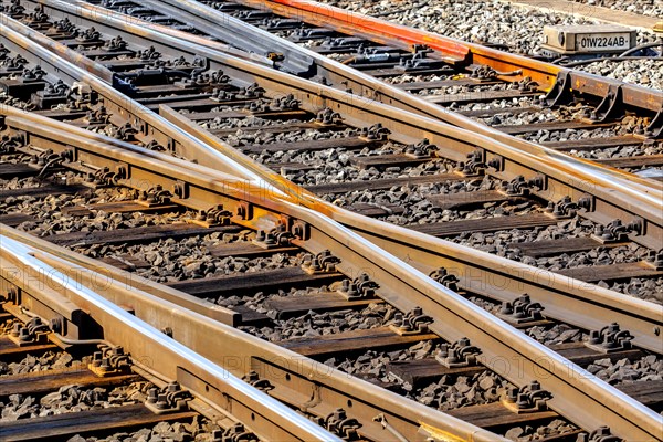 Tracks and railway switches of the Deutsche Bahn AG at Frankfurt main station