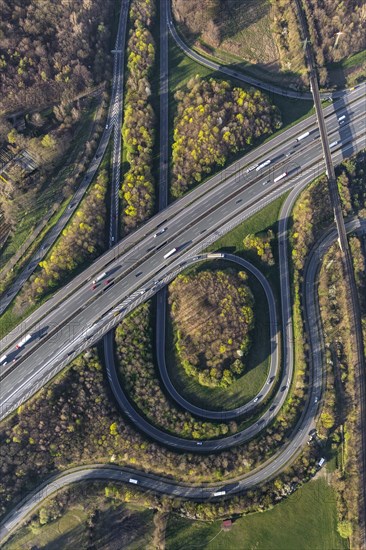 Aerial view of the A2 and A31 motorway junction