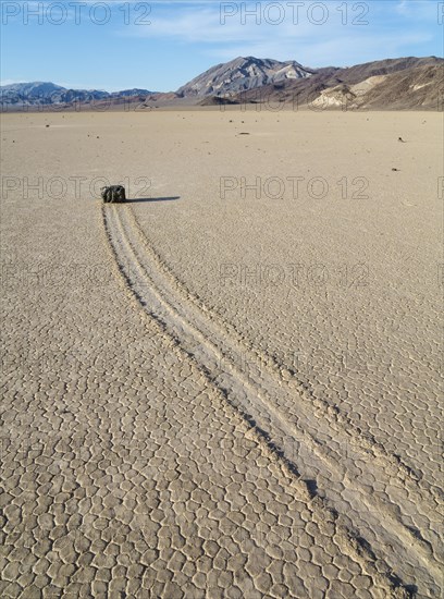 Track created by one of the mysterious moving rocks at the 'Racetrack'