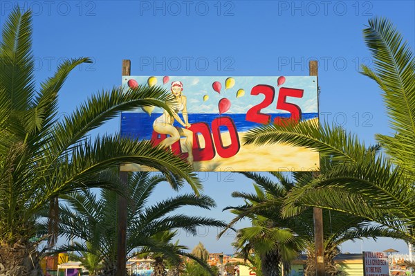 Colorful sign on the beach of Rimini
