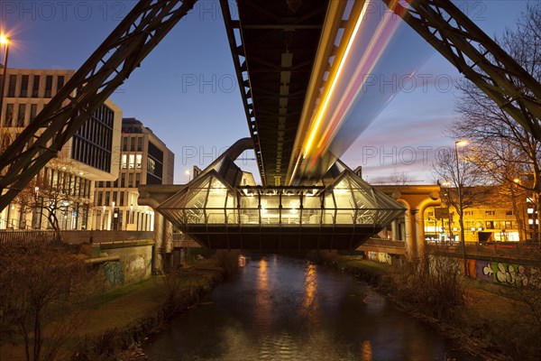 Station Ohligsmuhle of the Wuppertal Suspension Railway with the Wupper River