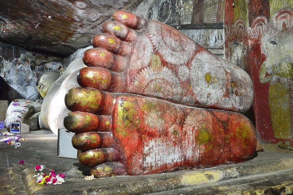 Reclining Buddha in one of the cave temples of the Golden Temple