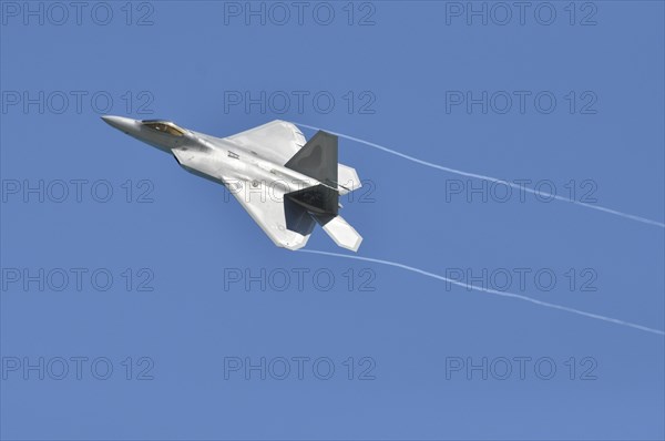 Lockheed Martin F-22 Raptor performs at an air show