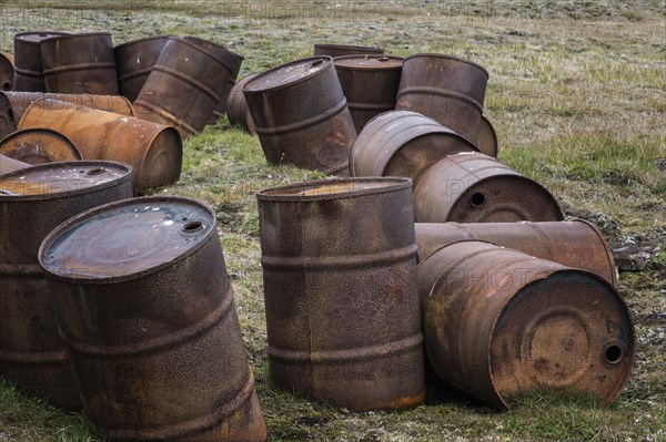 Rusty drums in the tundra