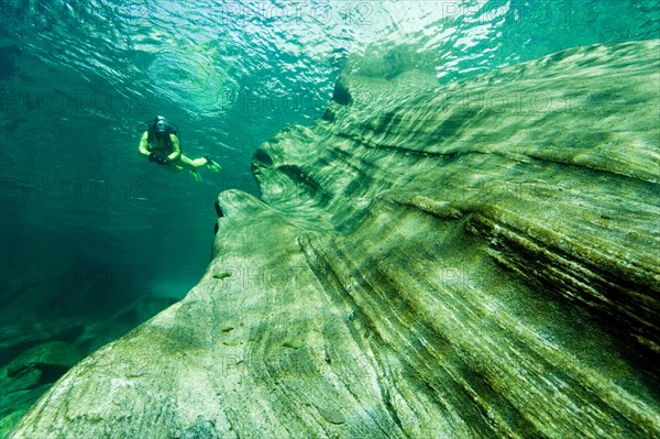 Scuba diver in the Verzasca River