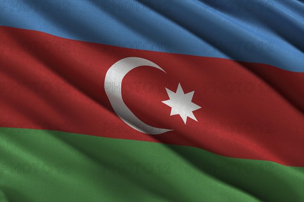 Flag of Azerbaijan waving in the wind