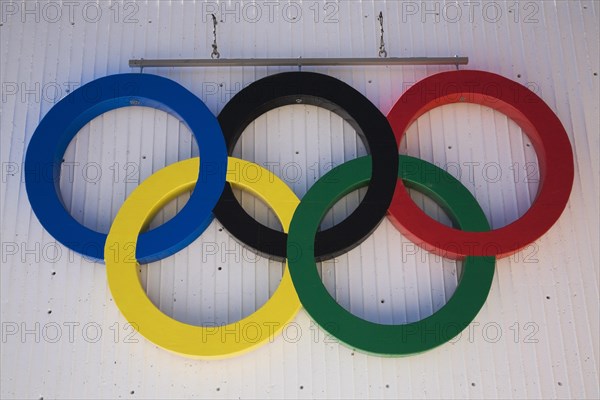 The Olympic rings at The Montreal Olympic stadium