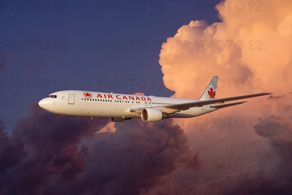 Air Canada Boeing 767-333 ER in flight in a storm