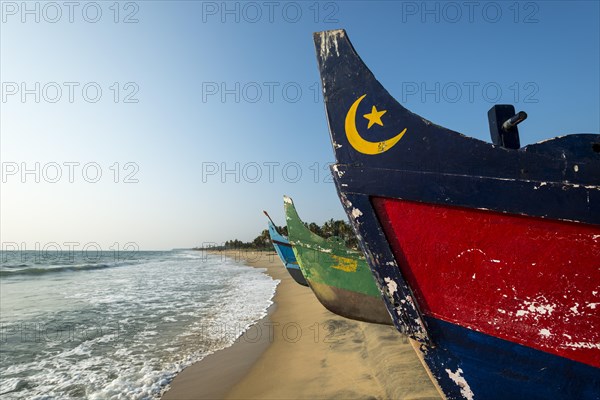 Colorful fishing boats on the beach