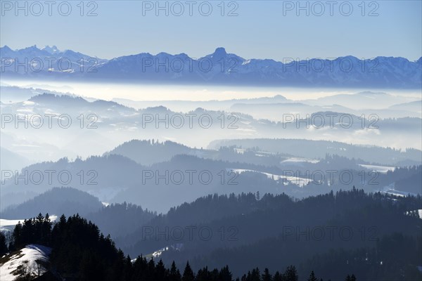 View from Napf mountain onto the Bernese Alps