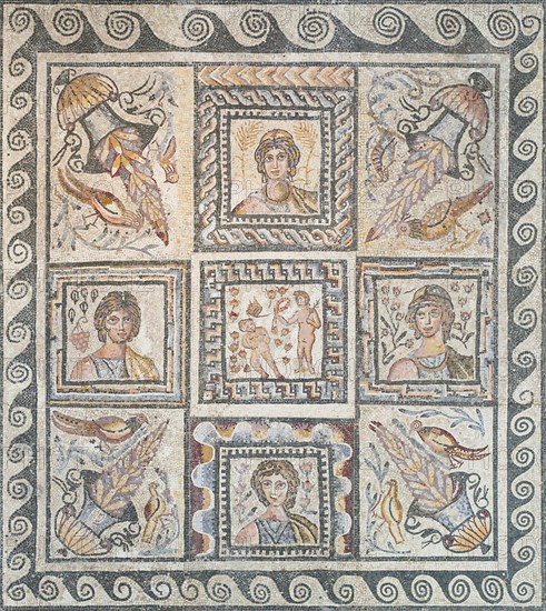 Floor mosaic depicting the seasons
