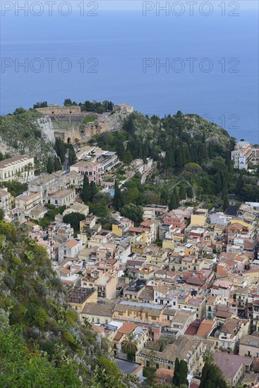 View of Taormina with the Teatro Greco