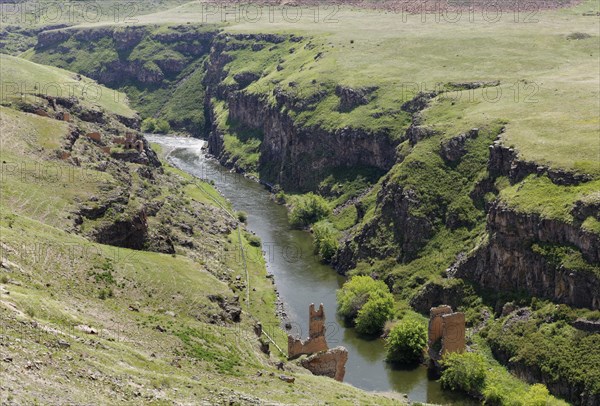 Historic bridge pillars on the Arpa River or Arpa Cayi