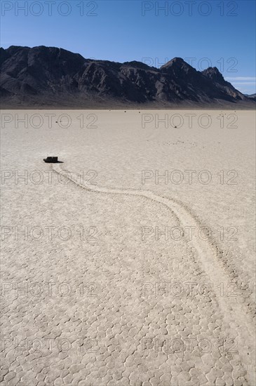 Track created by one of the mysterious moving rocks at the 'Racetrack'