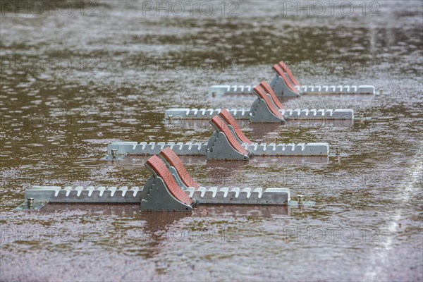 Sports field in the rain