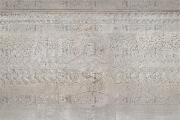 Vishnu in the centre of the bas-relief depicting The Churning of the Ocean of Milk