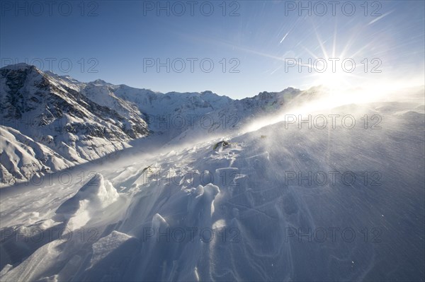 Winter landscape in snow storm