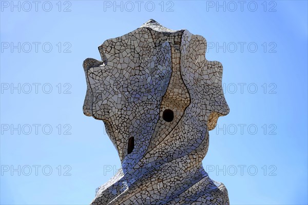 Sculptural ventilation shaft on the roof of Casa Mila or La Pedrera by Antoni Gaudi