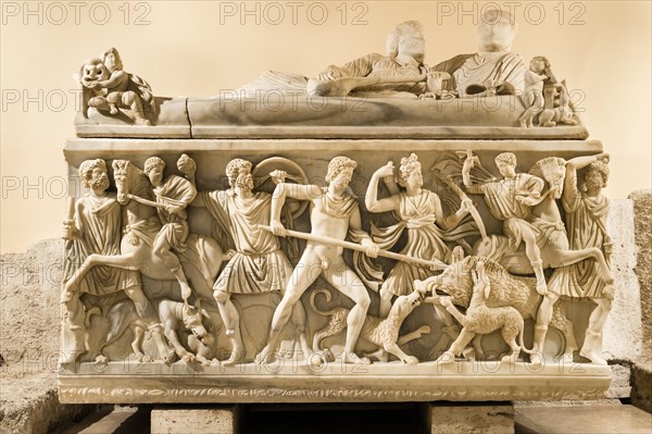 Roman sarcophagus depicting the Calydonian Hunt