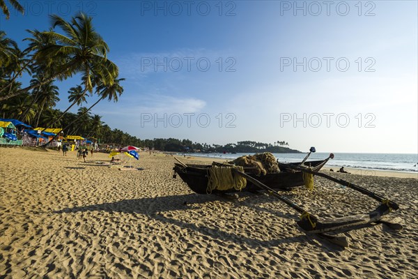 An old fishing boat on Palolem Beach