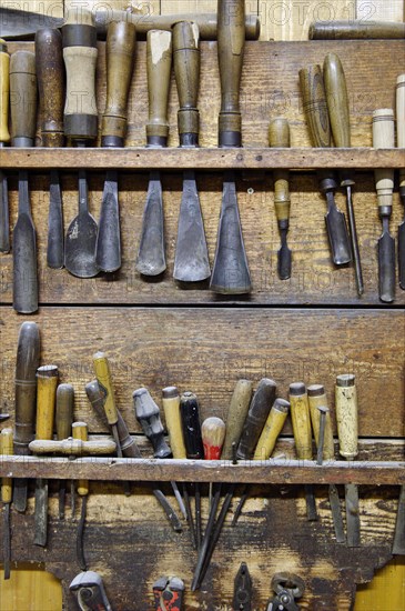 Glassmaking tools at a glazier's workshop