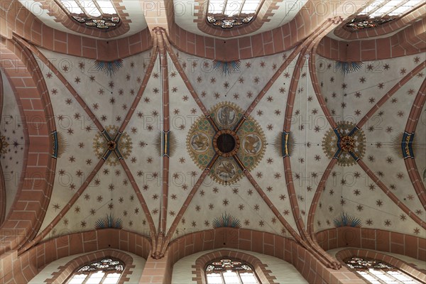 Gothic ribbed vaults with paintings