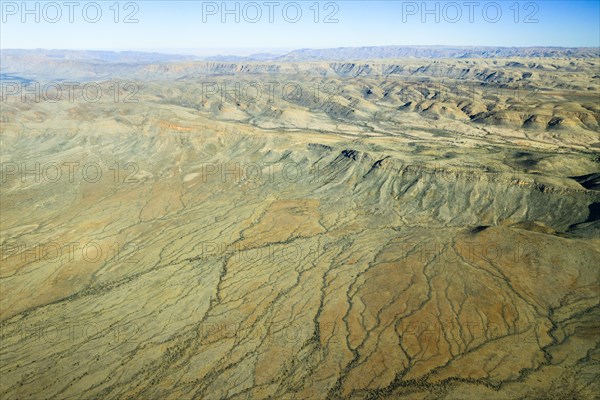 Aerial view over dry rivers in the Khomas Hochland