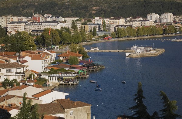 Residential buildings and Lake Ohrid