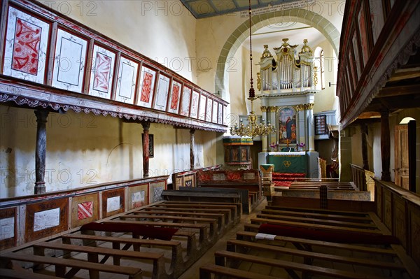 The interior of the Szekely medieval fortified church of Viscri