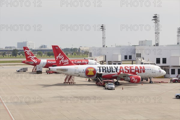 Air Asia airplanes at Don Muang airport