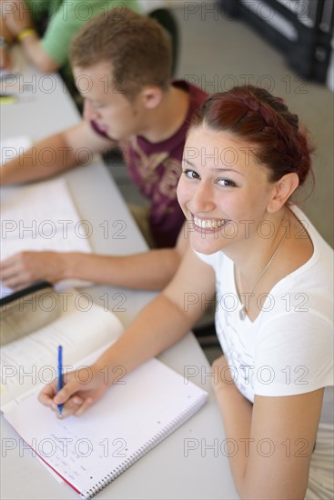 Students studying in the departmental library of the University of Hohenheim in Schloss Hohenheim Palace