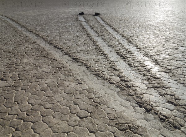 Tracks created by the mysterious moving rocks at the 'Racetrack'