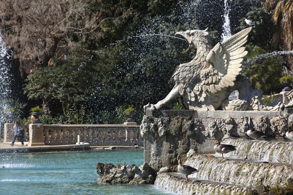 Water-spouting dragon by Antoni Gaudi at the fountain Font de la Cascada