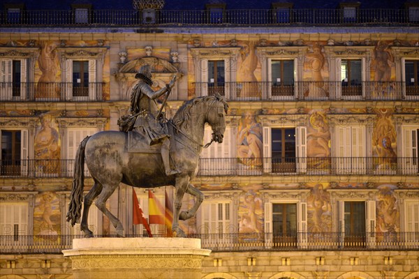 Bronze equestrian statue of King Philip III. of Spain