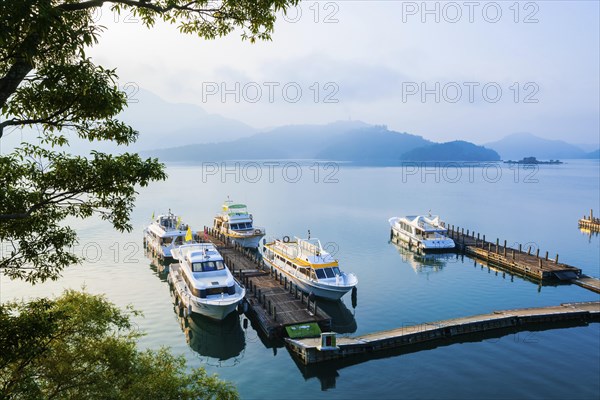 Tourist boats on Sun Moon Lake