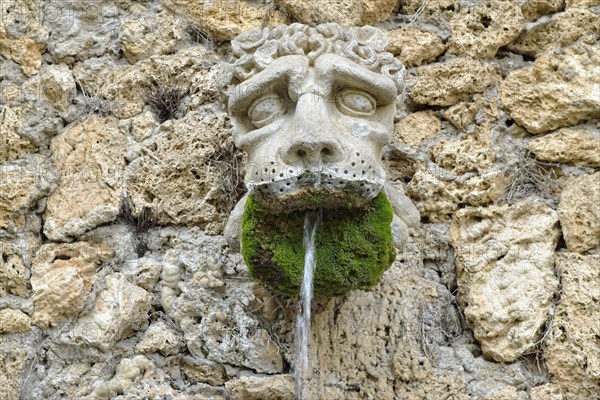 Lion fountain along the historic pilgrimage route to the Sanctuary of Santa Maria del Monte on the Sacro Monte di Varese or Sacred Mount of Varese