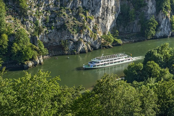 Excursion boat on the Danube River in the Danube Gorge