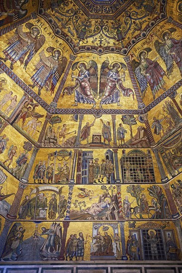 Medieval mosaics on the ceiling of the Baptistry of Florence Cathedral