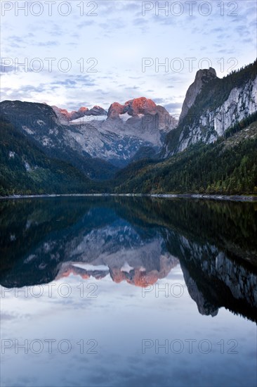 Vorderer Gosausee with reflection of the Hoher Dachstein