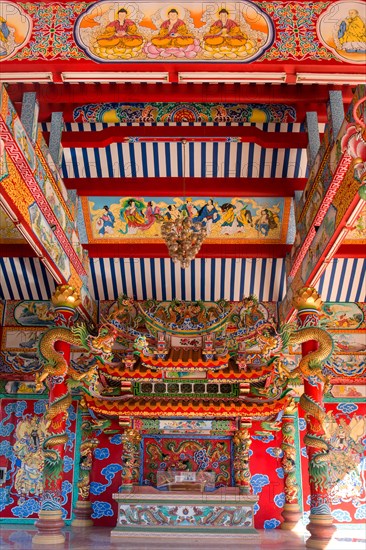 Ornate interior of the Chinese Chao Pu-Ya Shrine