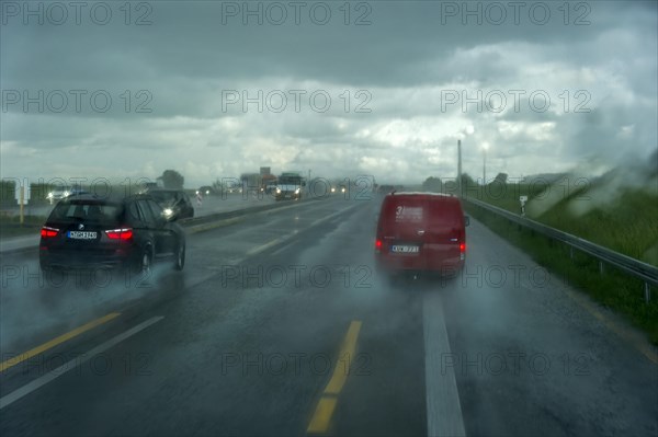 Traffic during heavy rain and poor visibility